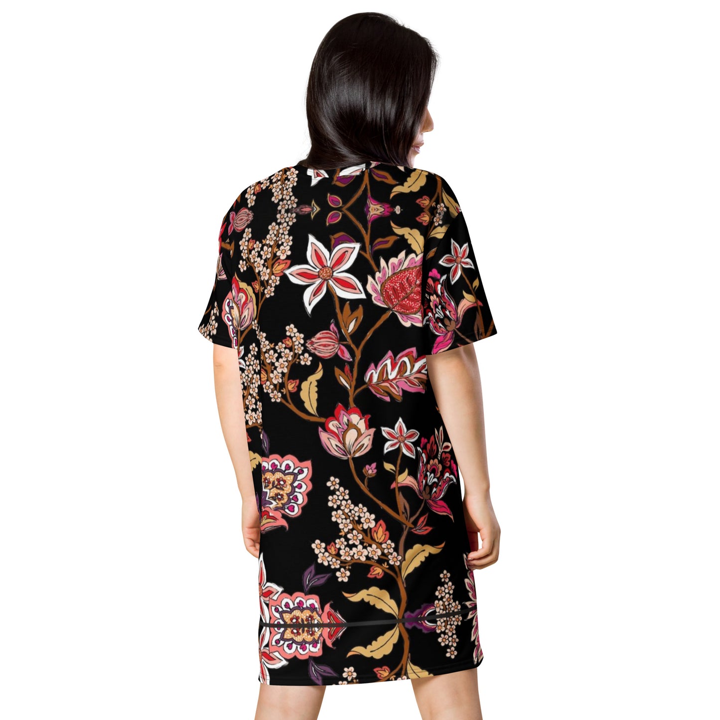 Back Embroidered Look Floral Design All Over Print T-shirt dress Sizes up to 6XL #MzKittyz #NikkiDKatArt
