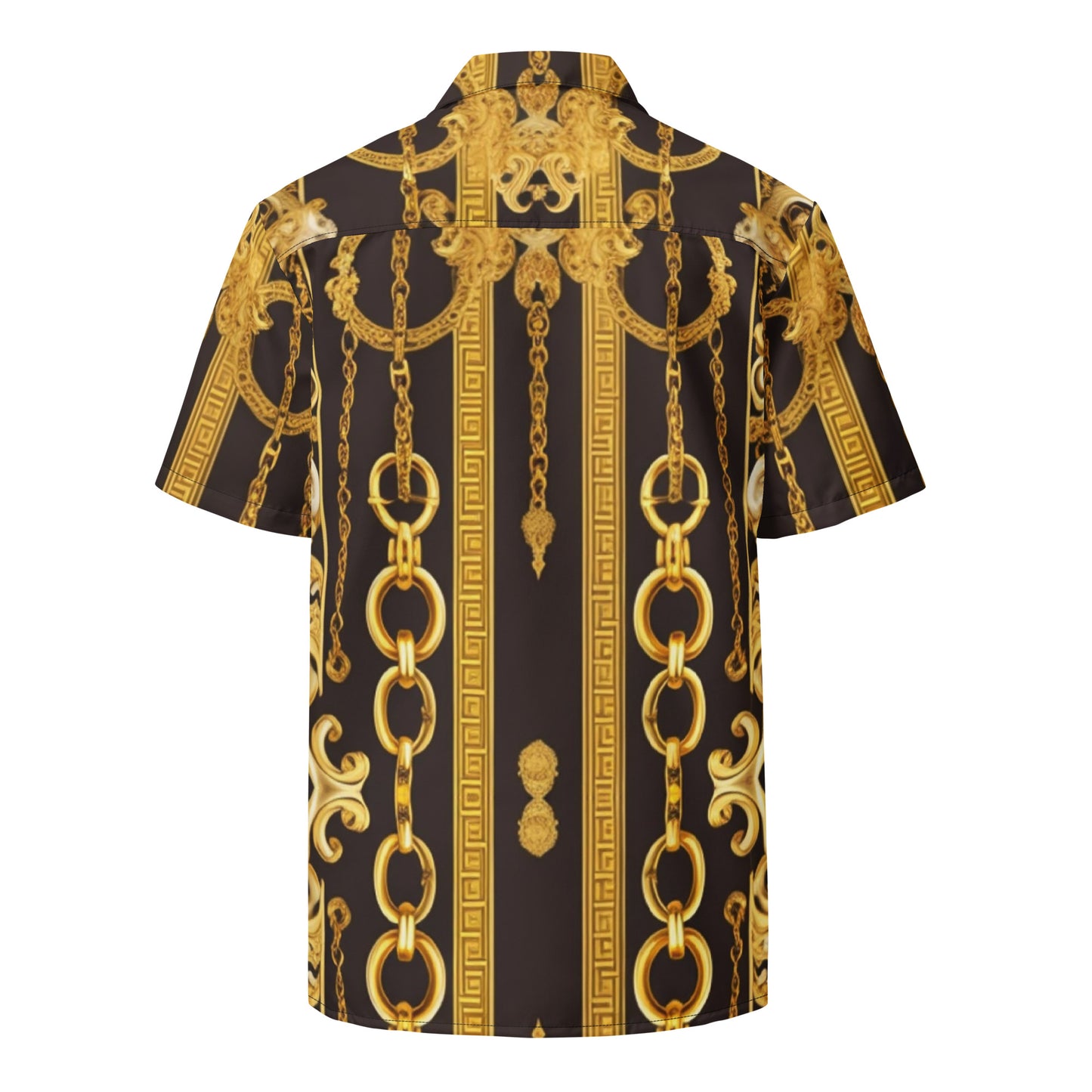 Front Gold & Black Baroque Signature Scarf Design Unisex button shirt Shirt #MzKittyz #NikkiDKatArt
