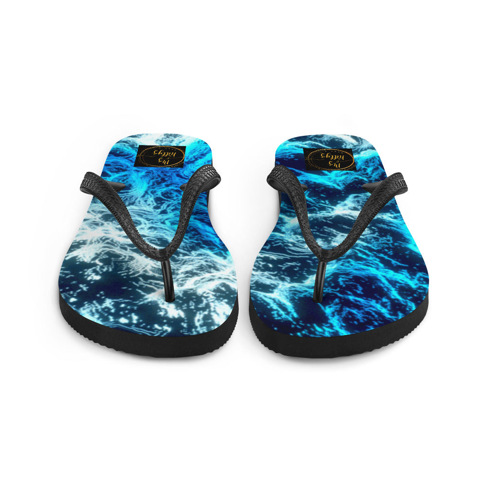 Front, Oceanic Waves - Unisex Flip-Flops Flip Flops #MzKittyz #NikkiDKatArt