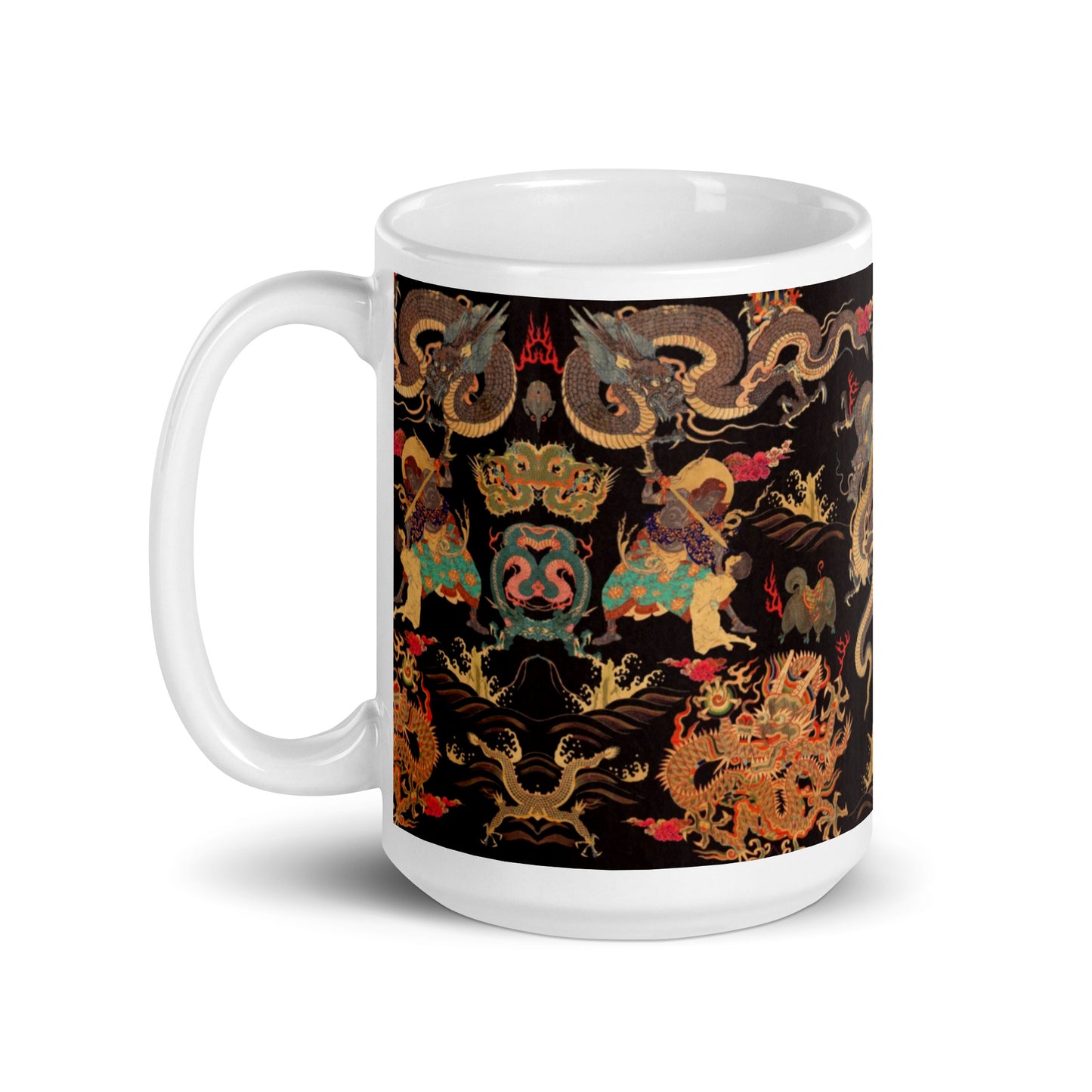 Chinese Dragon & Snake Design - White glossy mug - 3 sizes