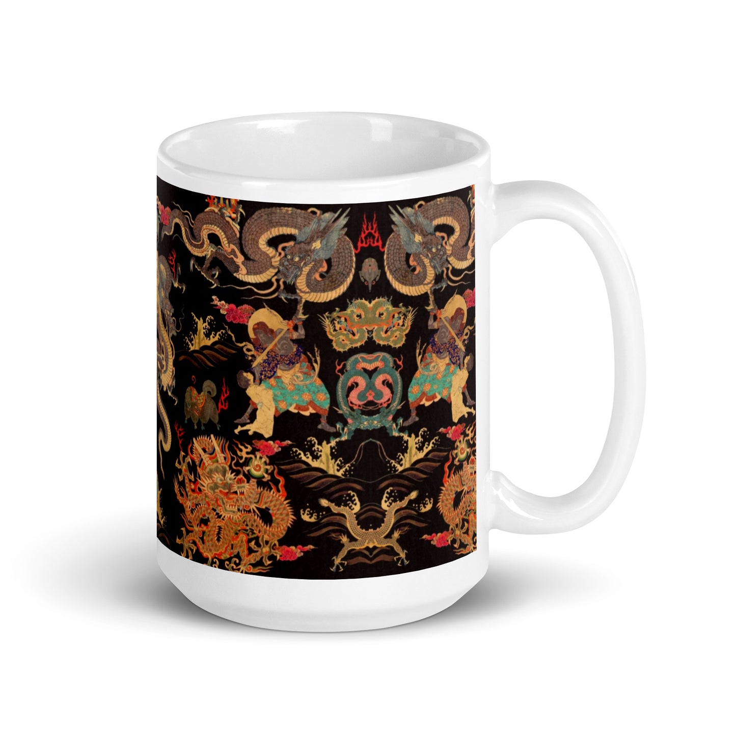 Chinese Dragon & Snake Design - White glossy mug - 3 sizes