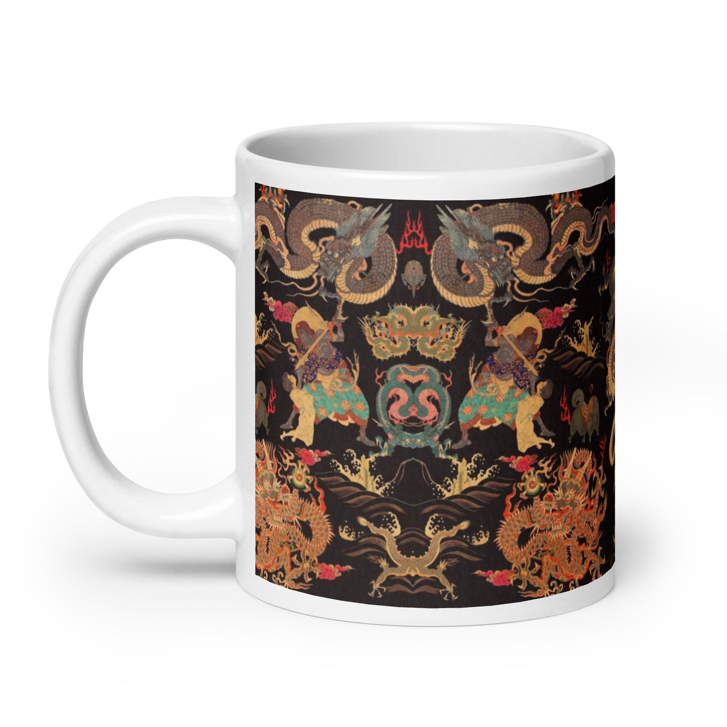Chinese Dragon & Snake Design - White glossy mug - 3 sizes