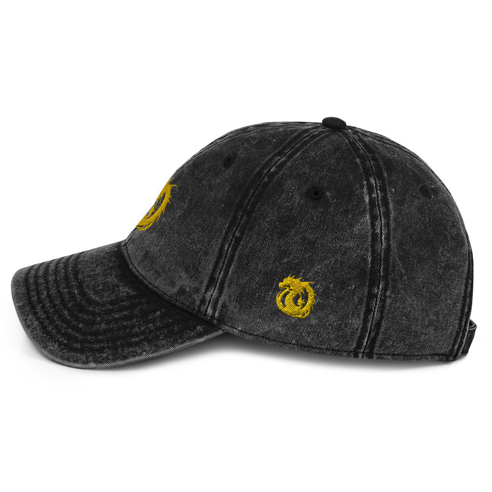 Front Golden Dragon Vintage Cotton Twill Cap #MzKittyz #NikkiDKatArt
