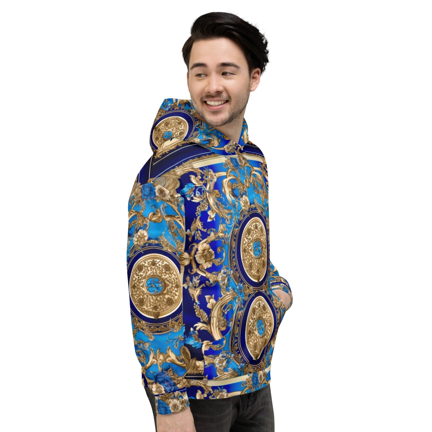 Front Bleu Scarf Baroque Signature Unisex Hoodie Hoodie #MzKittyz #NikkiDKatArt