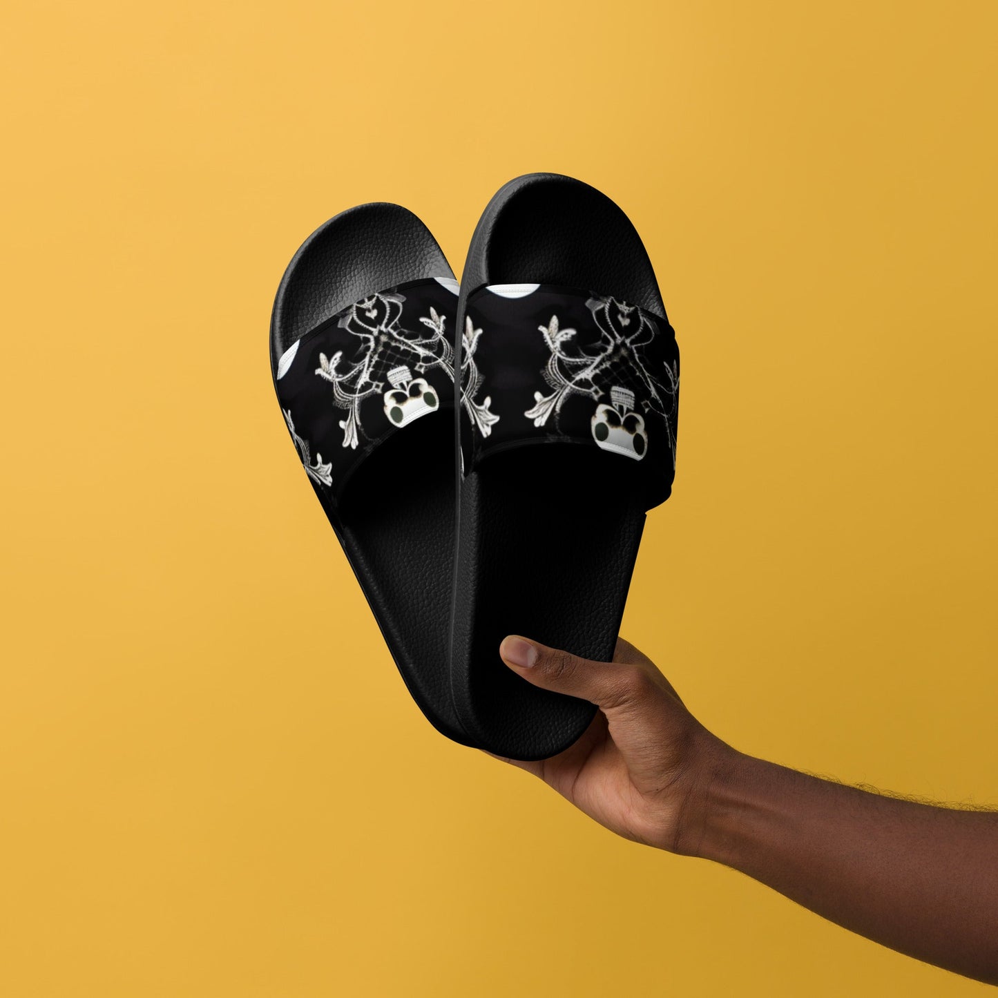 Front Skully Lace Men’s slides #MzKittyz #NikkiDKatArt
