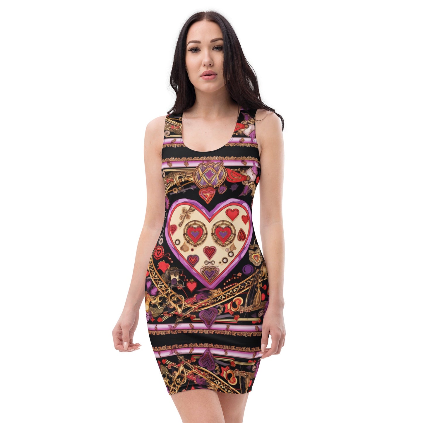 Front Signature Heart Scarf Sublimation Cut & Sew Dress #MzKittyz #NikkiDKatArt