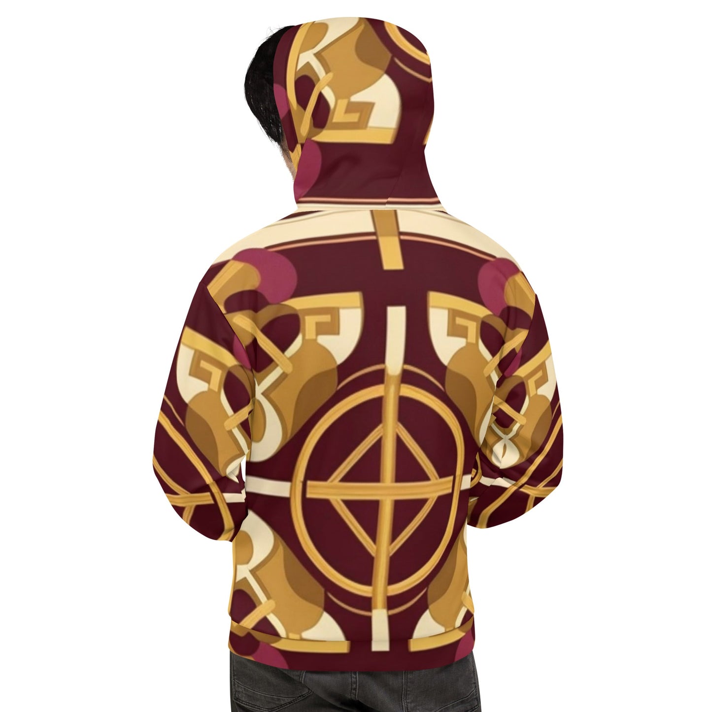 Front Mz Kittyz Burgundy Baroque Signature Scarf Design Unisex Hoodie Hoodie #MzKittyz #NikkiDKatArt