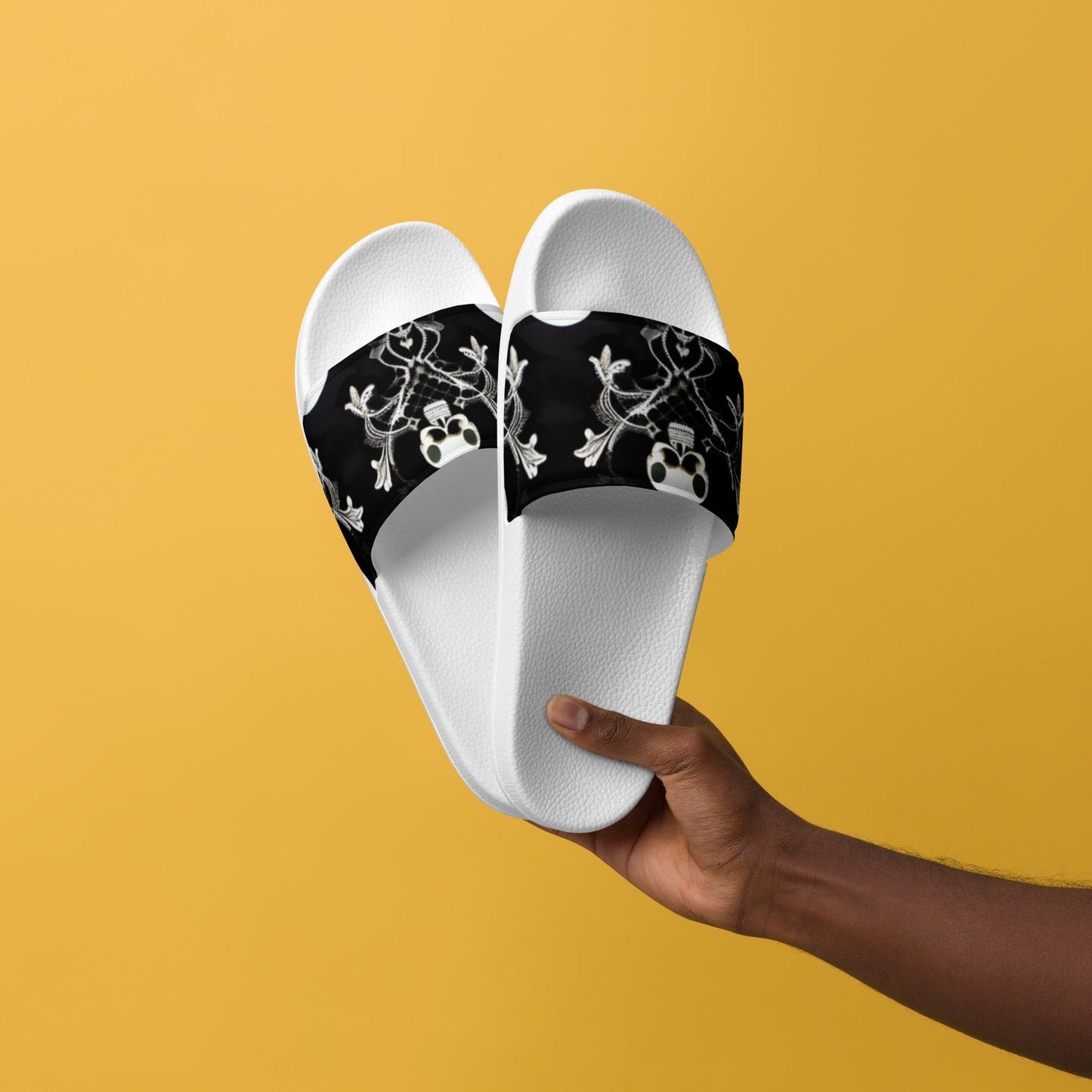 Front Skully Lace Men’s slides #MzKittyz #NikkiDKatArt
