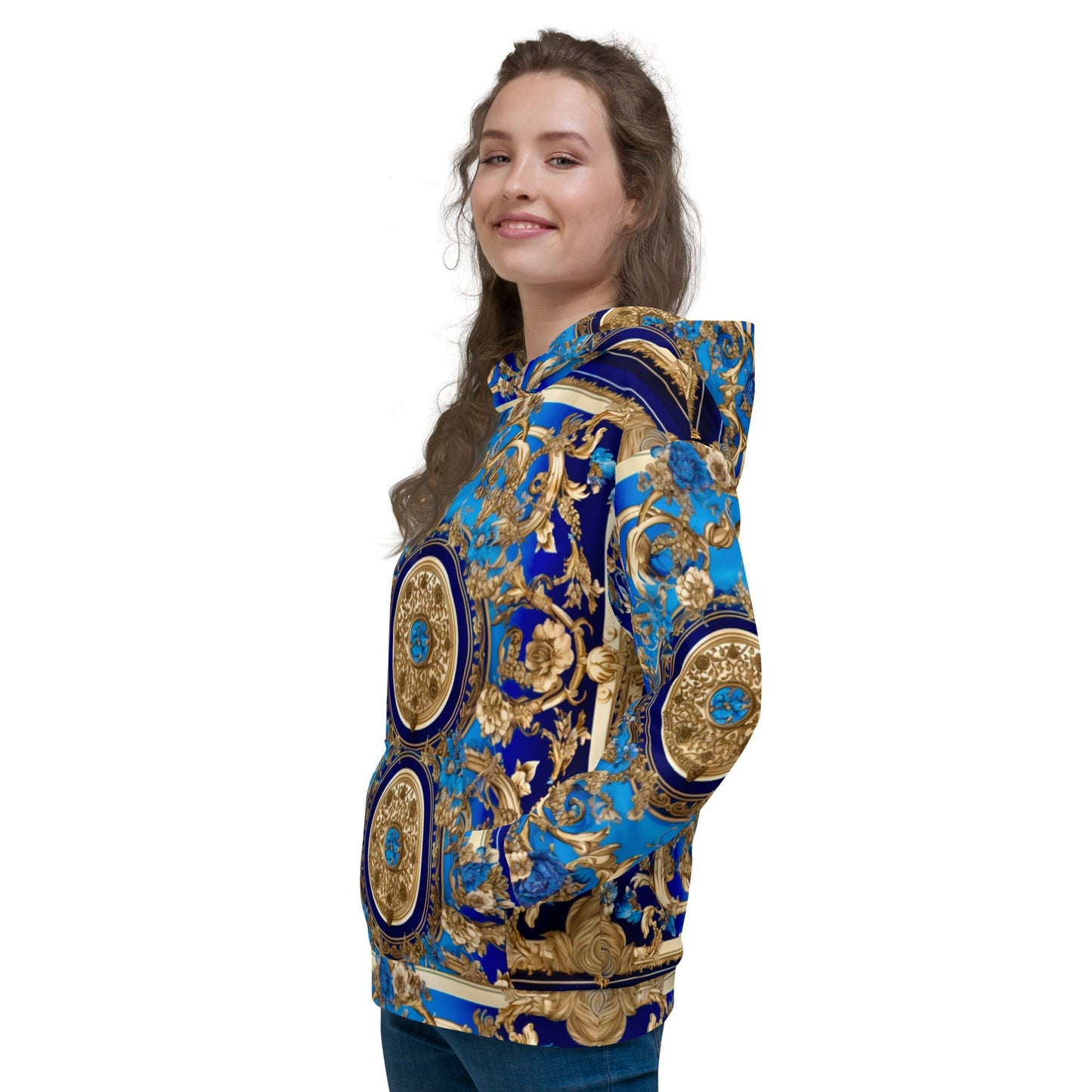 Front Bleu Scarf Baroque Signature Unisex Hoodie Hoodie #MzKittyz #NikkiDKatArt