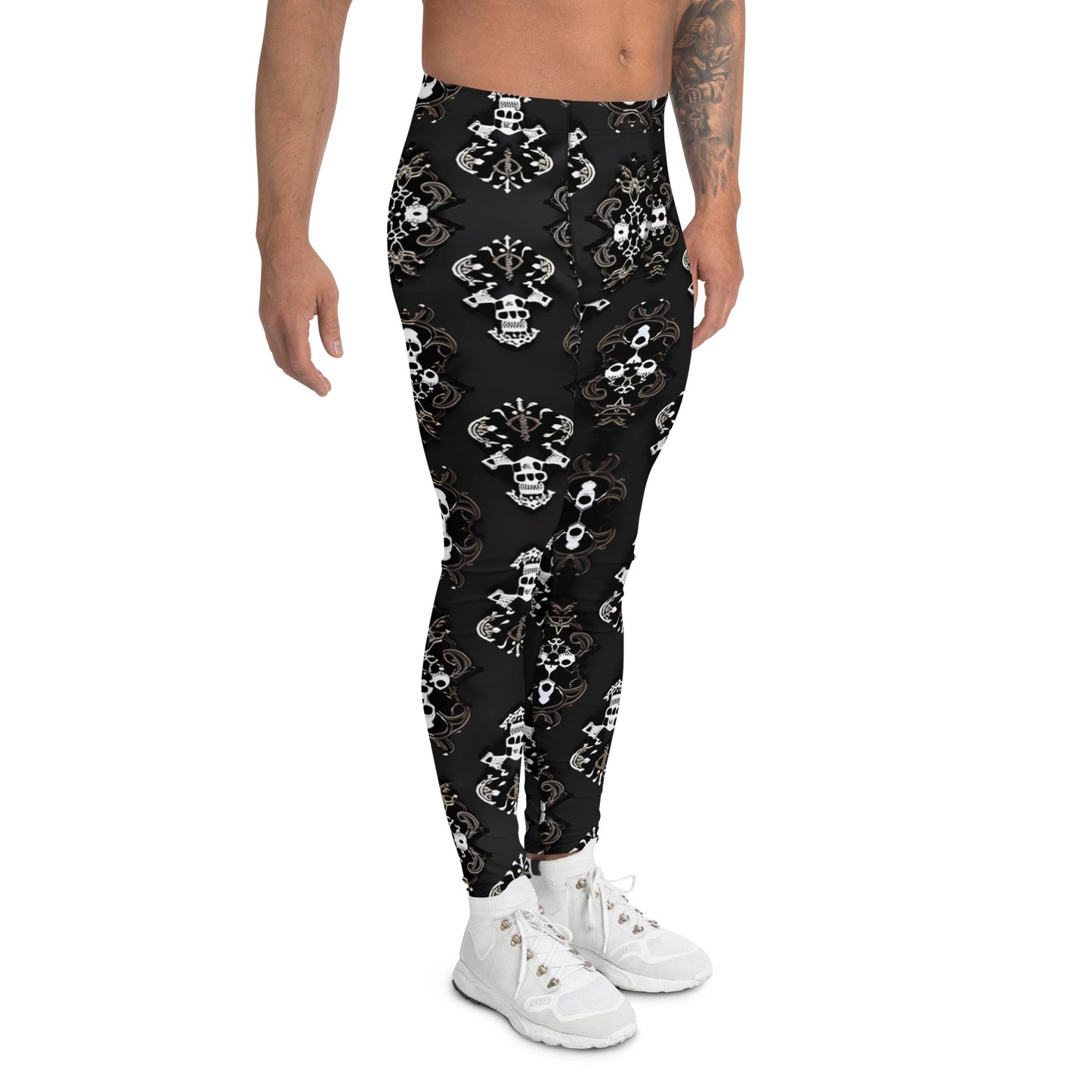 Front Lacie Lace ● Skull Men's Leggings Leggings #MzKittyz #NikkiDKatArt
