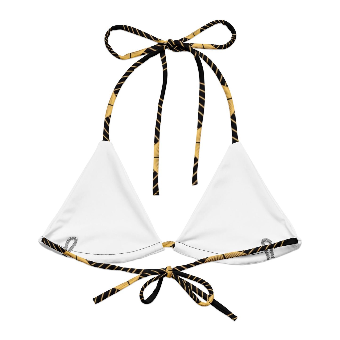 Front Deco Art Signature Women's recycled string bikini top #MzKittyz #NikkiDKatArt