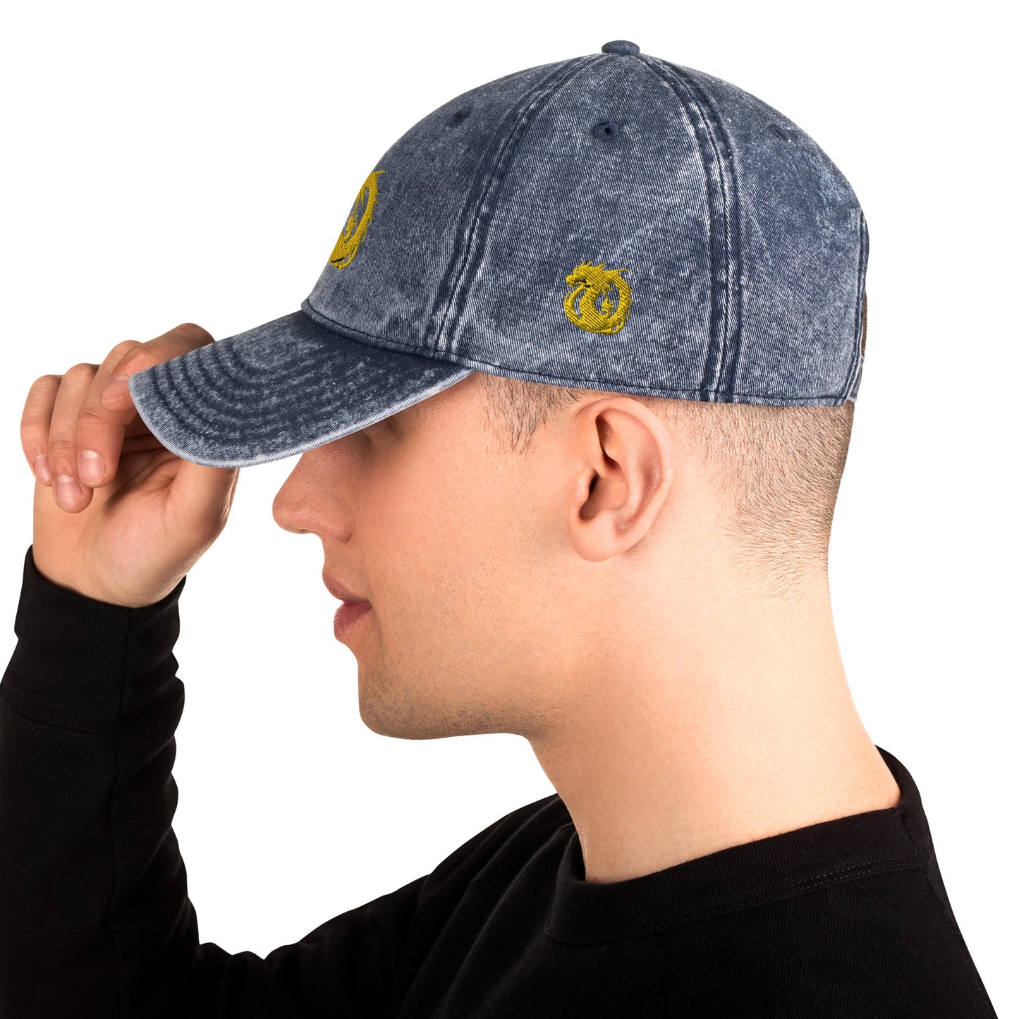 Front Golden Dragon Vintage Cotton Twill Cap #MzKittyz #NikkiDKatArt