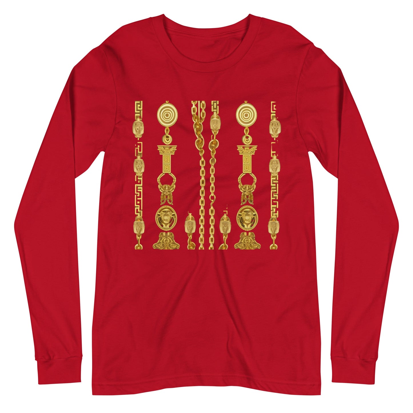 Front Gold Coin Chains Signature Scarf Unisex Long Sleeve Tee Tshirt, LongSleeve #MzKittyz #NikkiDKatArt