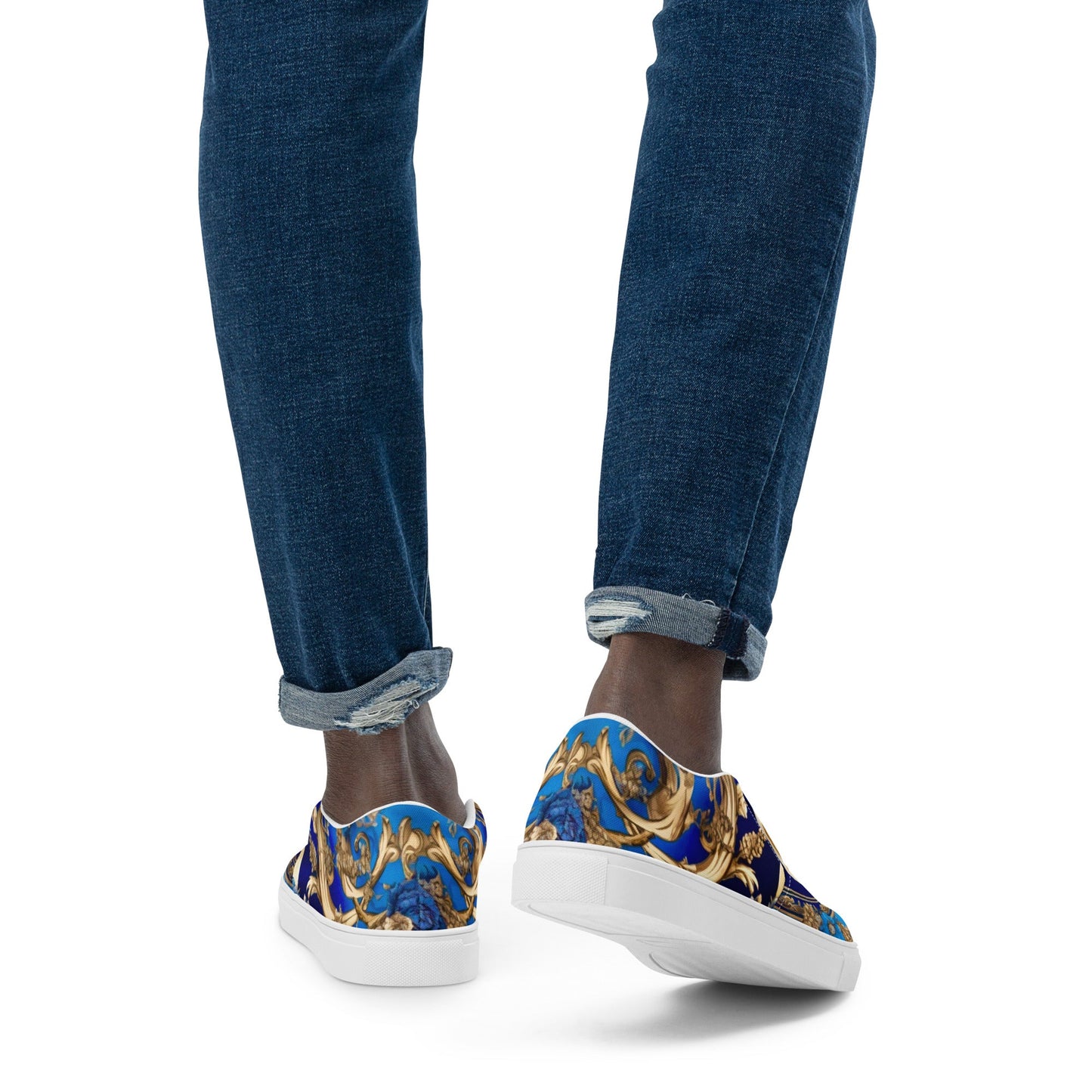 Front Italian Bleu Men’s slip-on canvas shoes Slip On Canvas Shoes #MzKittyz #NikkiDKatArt