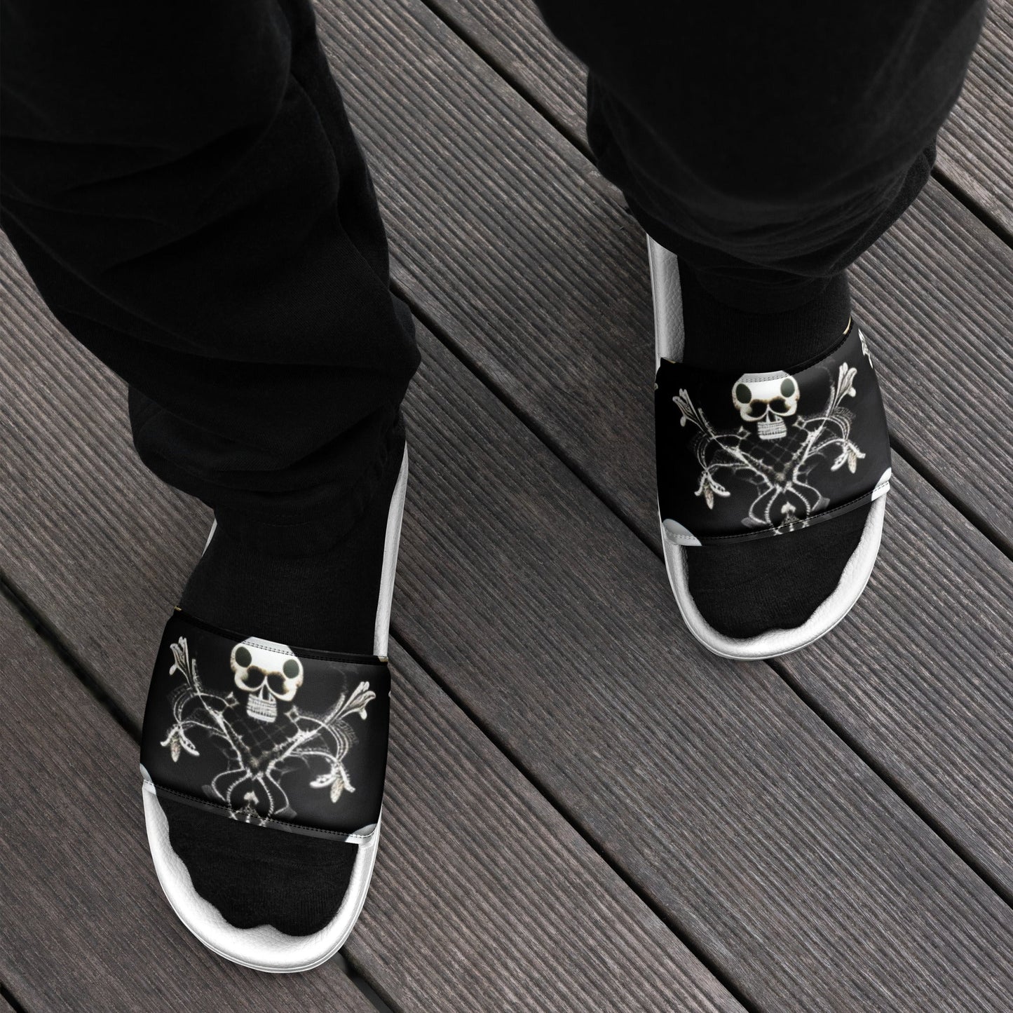 Front Skully Lace Men’s slides #MzKittyz #NikkiDKatArt