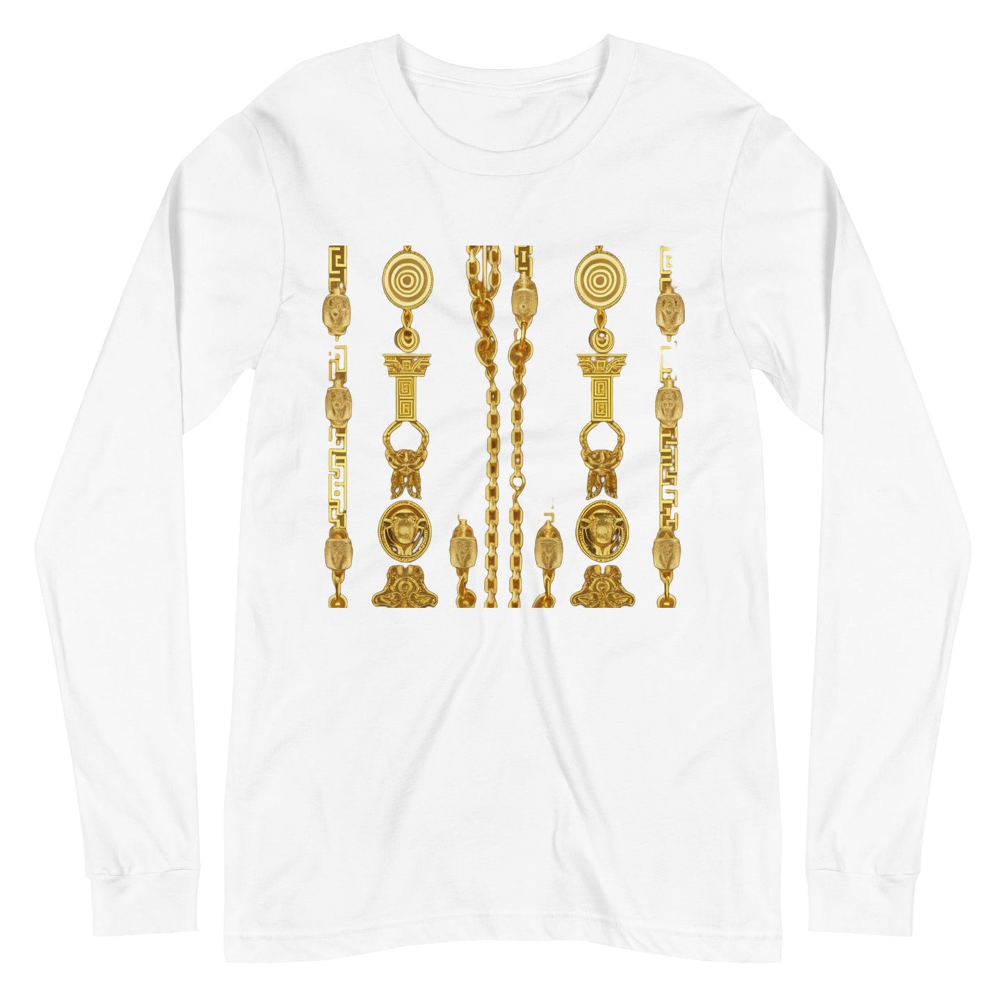 Front Gold Coin Chains Signature Scarf Unisex Long Sleeve Tee Tshirt, LongSleeve #MzKittyz #NikkiDKatArt