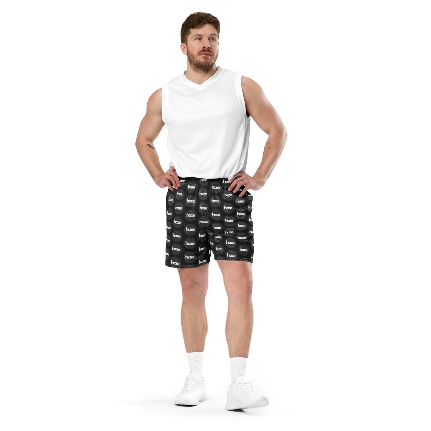 Front haze logo Unisex mesh shorts #MzKittyz #NikkiDKatArt