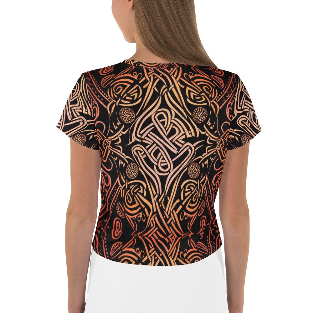 Front Celtic Sunrise All-Over Print Crop Tee Crop Tee #MzKittyz #NikkiDKatArt