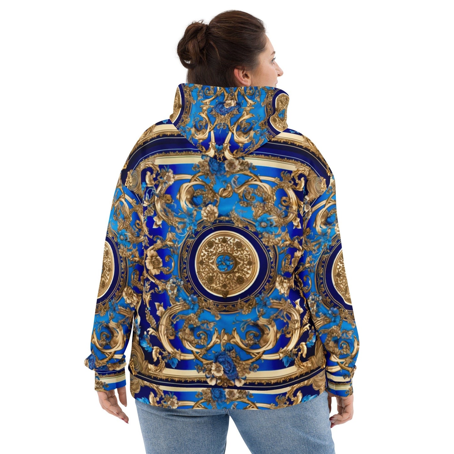 Front Bleu Scarf Baroque Signature Unisex Hoodie Hoodie #MzKittyz #NikkiDKatArt