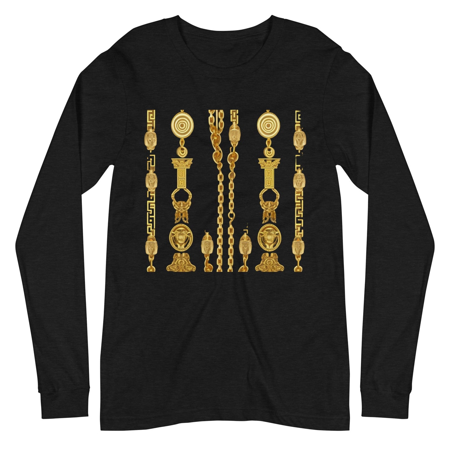 Front Gold Coin Chains Signature Scarf Unisex Long Sleeve Tee Tshirt, LongSleeve #MzKittyz #NikkiDKatArt