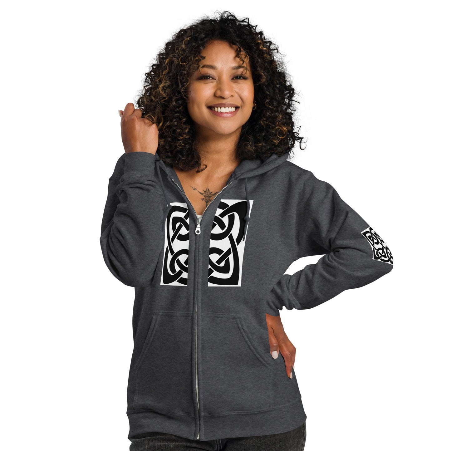 Front Celtic Knot Unisex heavy blend zip Hoodie Jacket Hoodie #MzKittyz #NikkiDKatArt