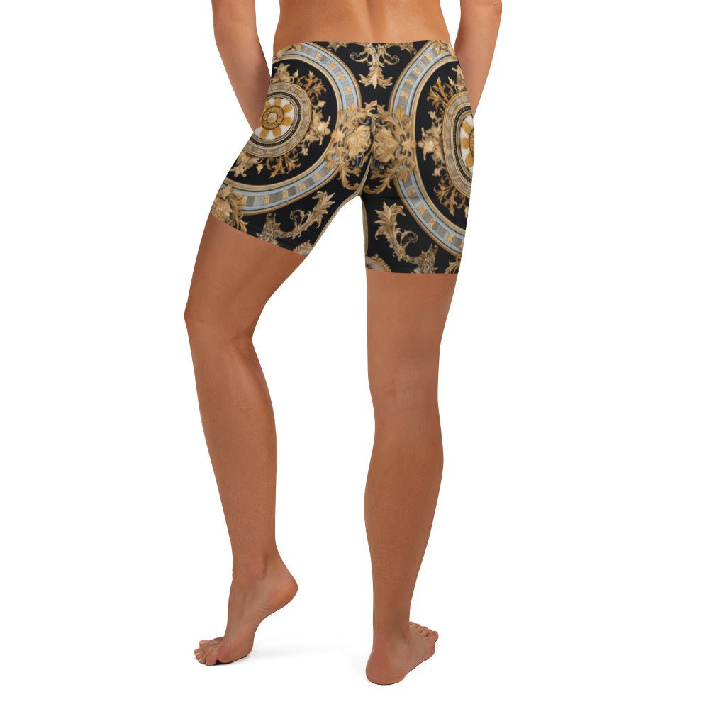 Front Mz Kittyz BGG Wheel Signature Scarf Design Yoga Shorts Yoga #MzKittyz #NikkiDKatArt