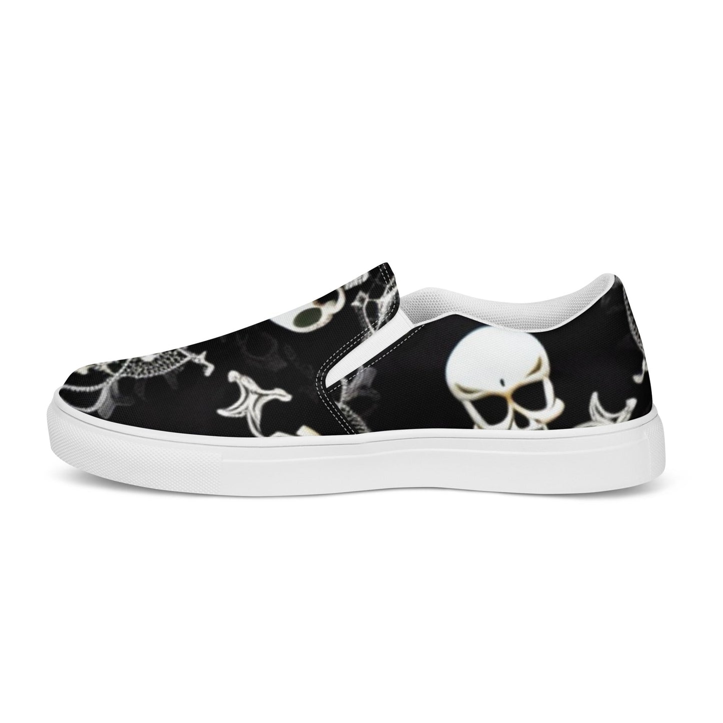 Front Skully Lace Men’s slip-on canvas shoes #MzKittyz #NikkiDKatArt