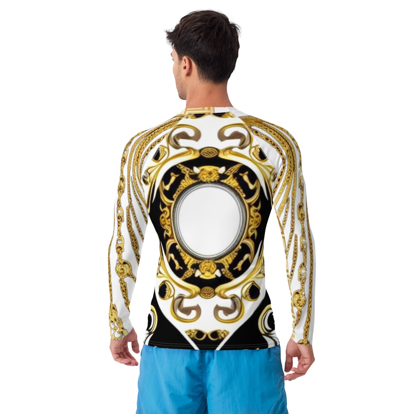 Front Gold Chains Greece Signature Men's Rash Guard Shirt Moisture Wicking Shirt #MzKittyz #NikkiDKatArt