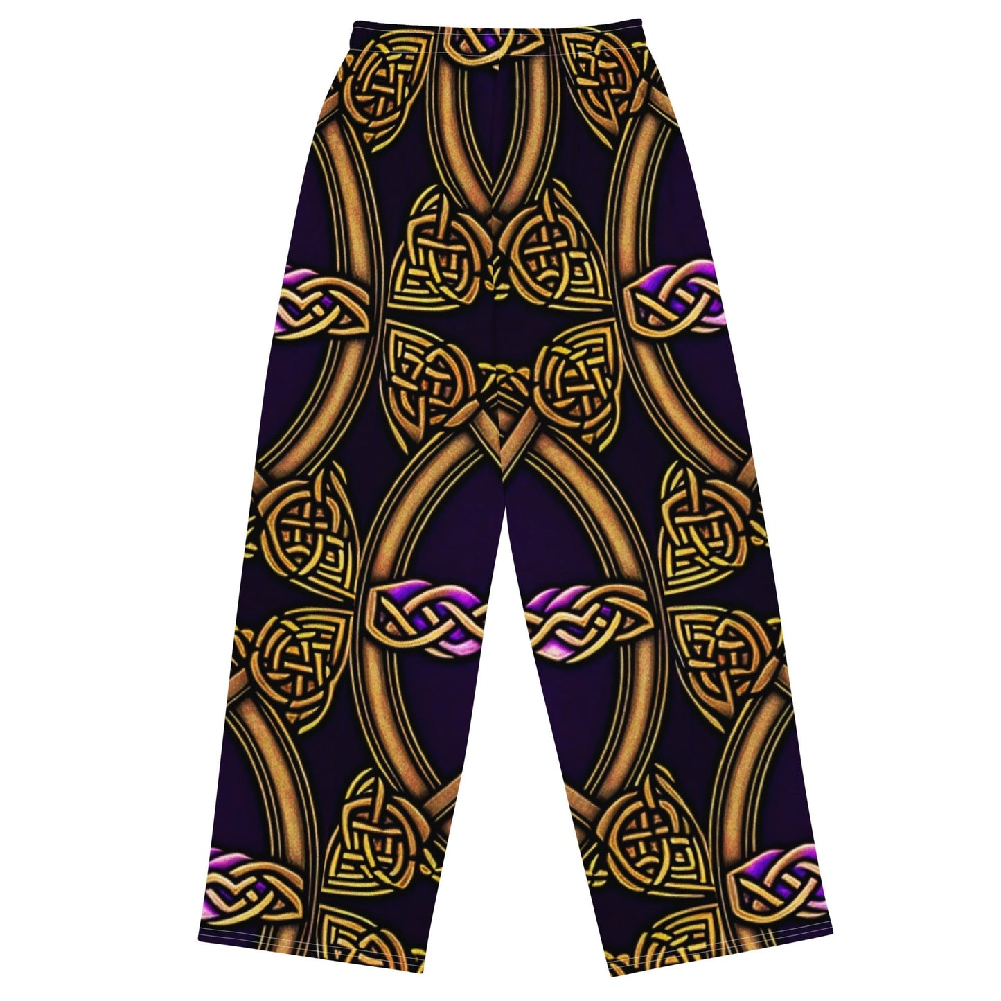 Front Celtic Knot Bronze Unisex wide-leg pants Wide Legged Pant #MzKittyz #NikkiDKatArt