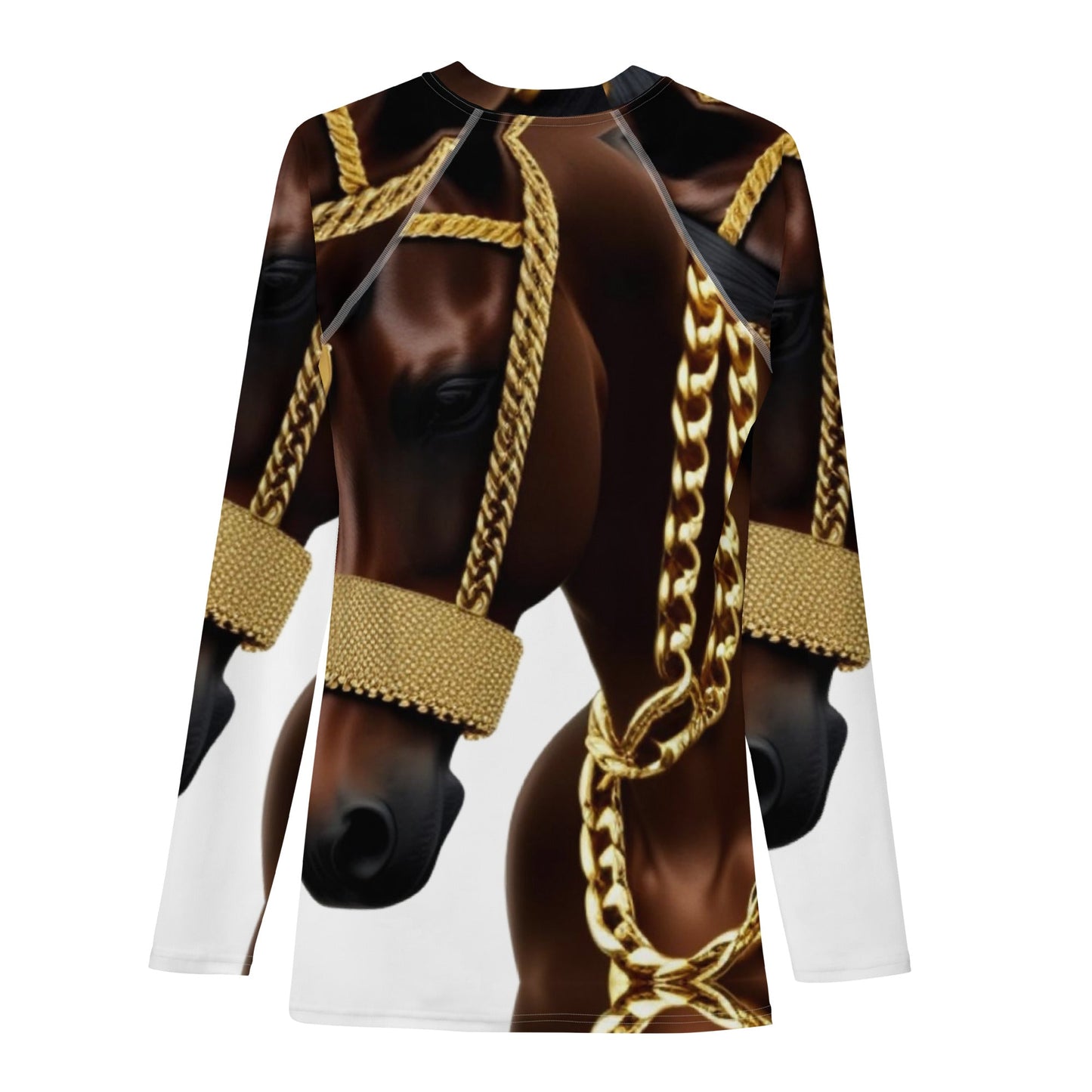 Front Gilded Horse Limited Men's Rash Guard Long Sleeved Shirt Tshirt, LongSleeve #MzKittyz #NikkiDKatArt