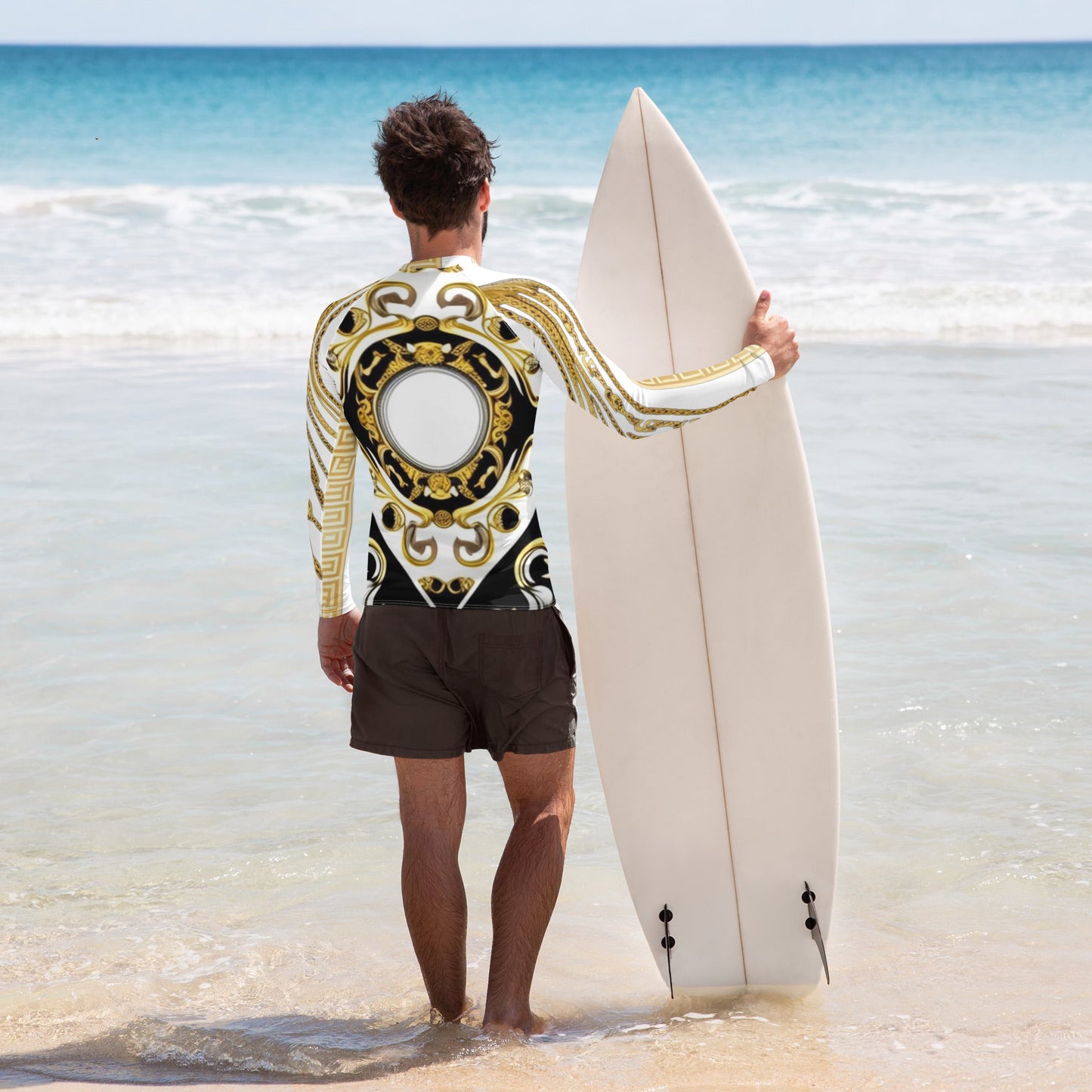 Front Gold Chains Greece Signature Men's Rash Guard Shirt Moisture Wicking Shirt #MzKittyz #NikkiDKatArt