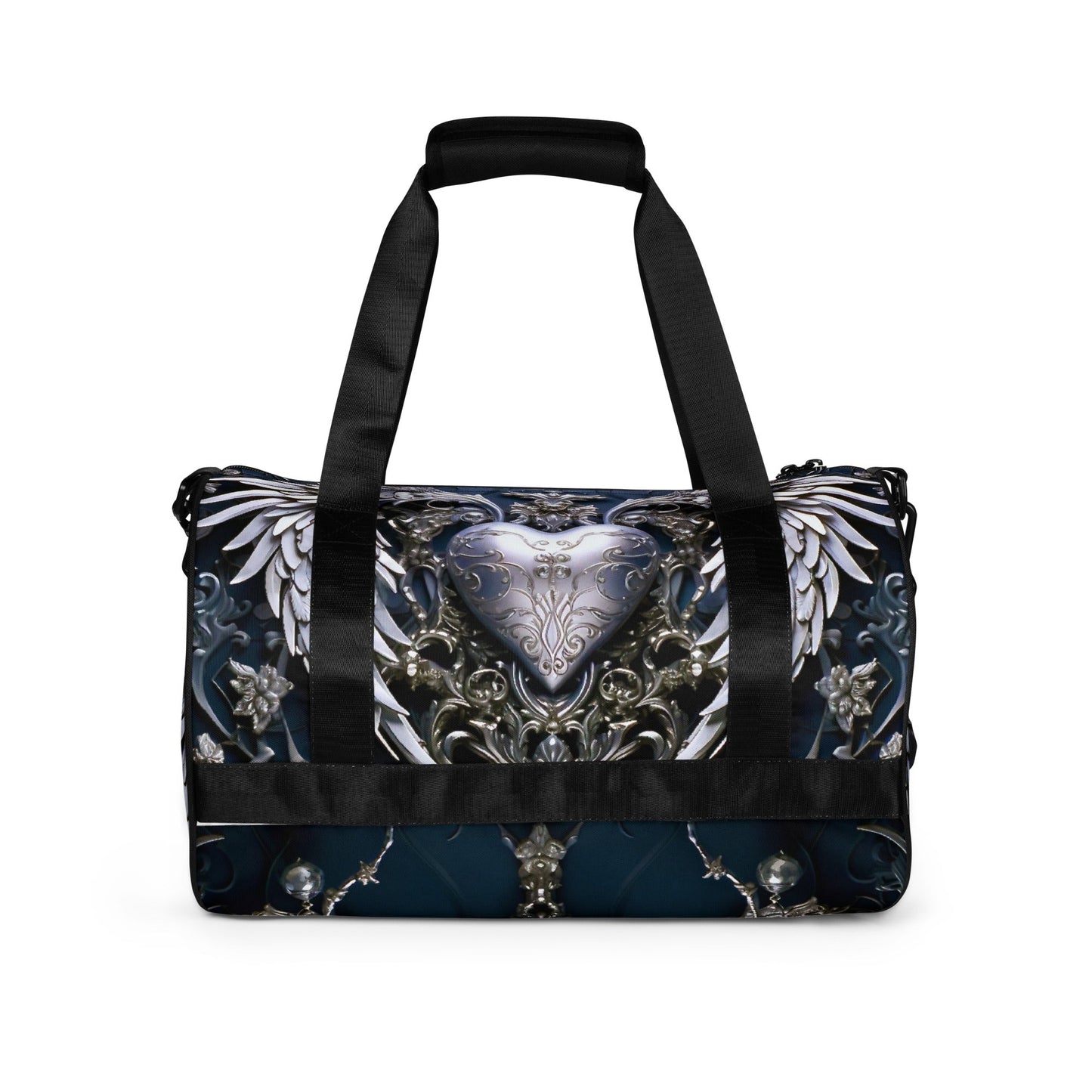 Front Chrome Heart Angel gym bag Gym Bag #MzKittyz #NikkiDKatArt
