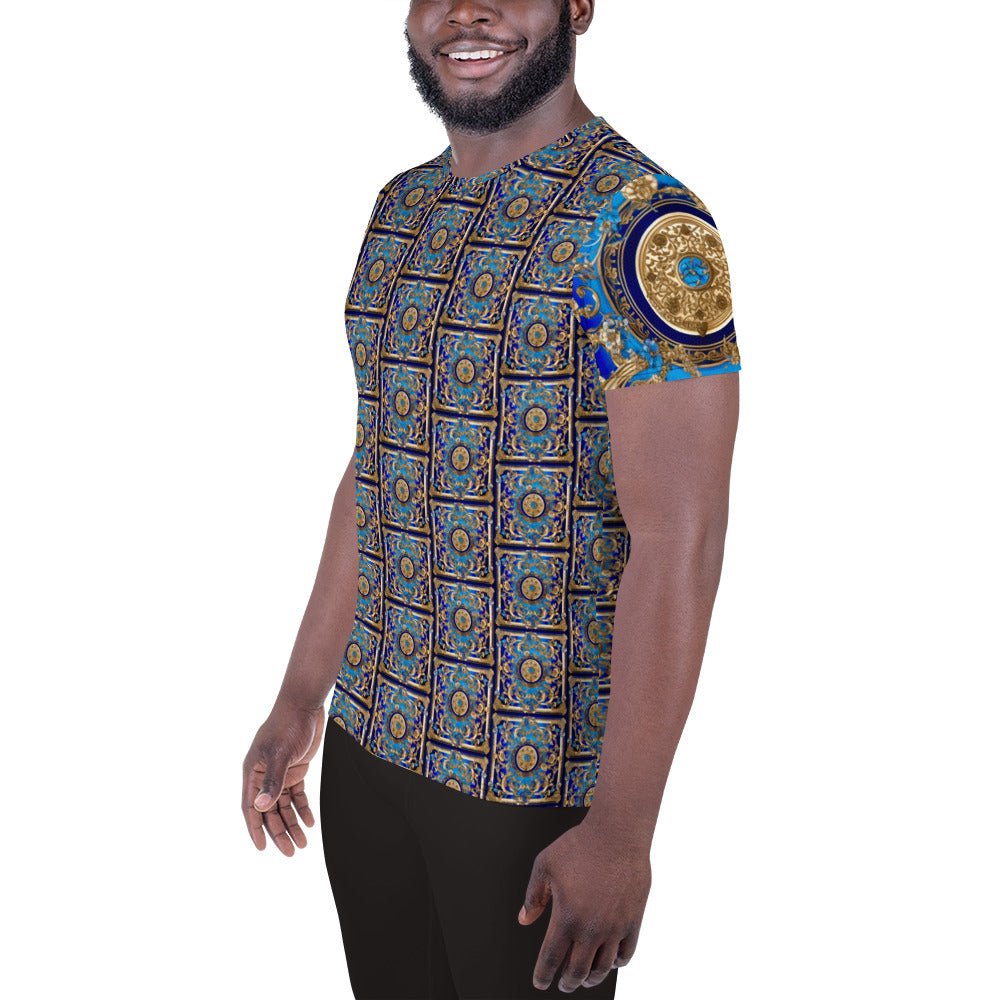 Front Signature Scarf Bleu Men's Athletic T-shirt #MzKittyz #NikkiDKatArt