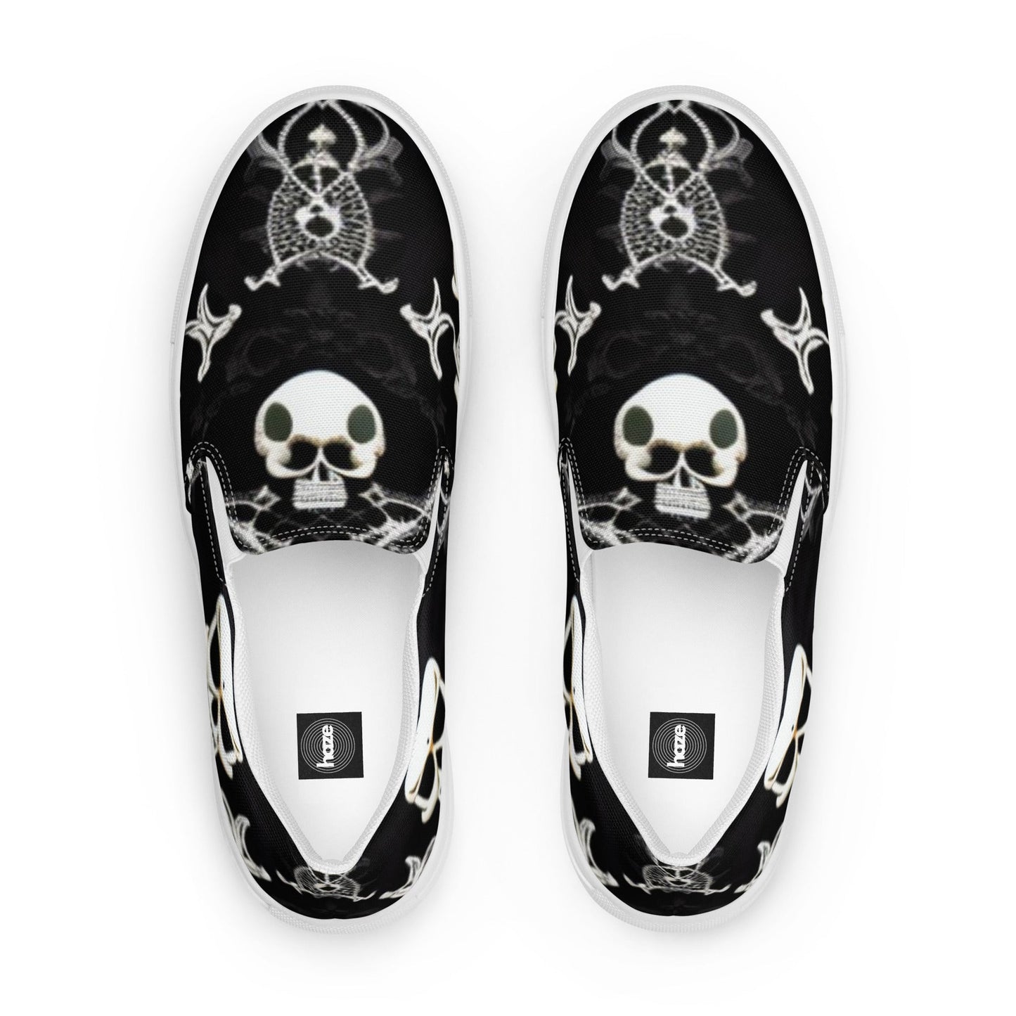 Front Skully Lace Women’s slip-on canvas shoes #MzKittyz #NikkiDKatArt