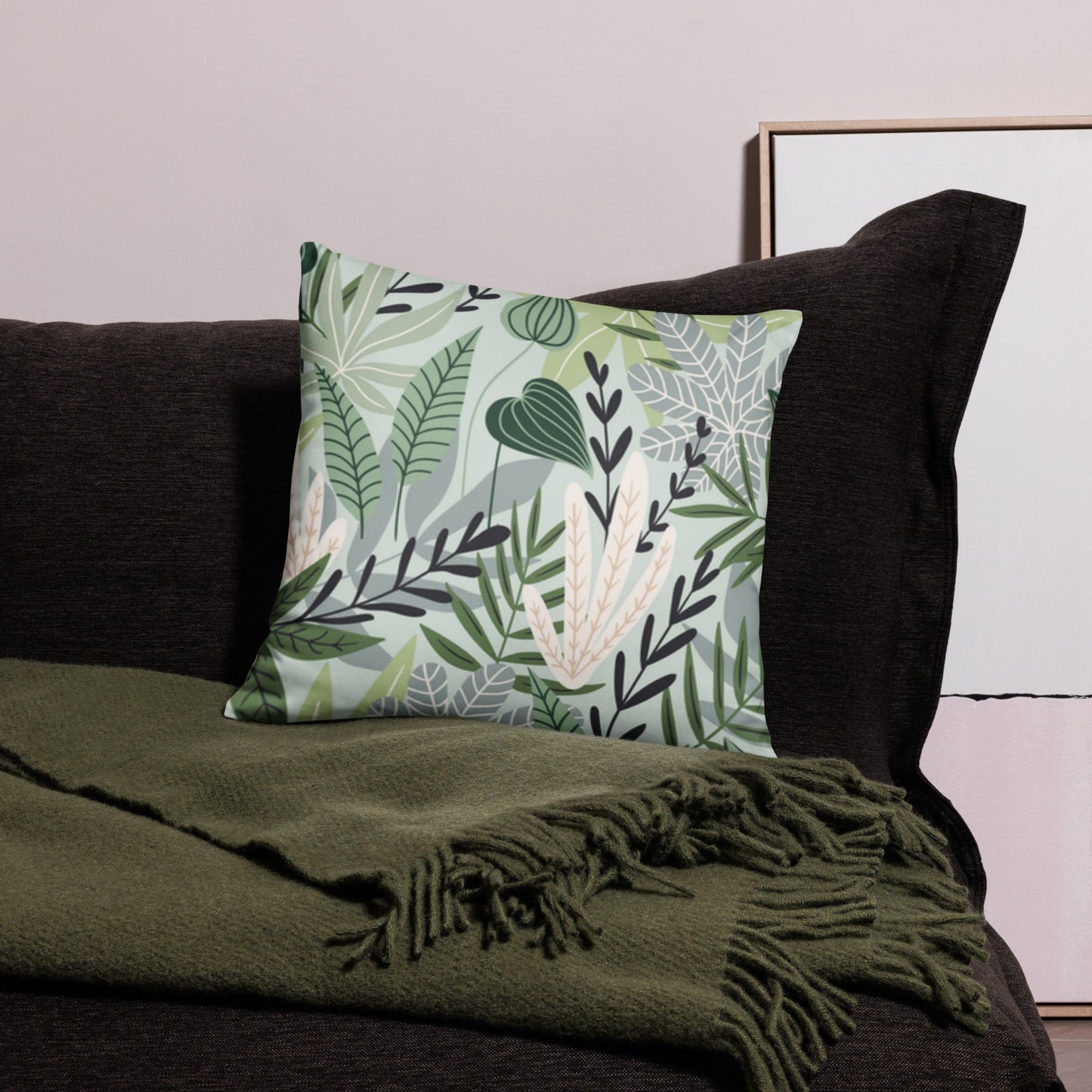 Front Green Gardenz Basic Pillow #MzKittyz #NikkiDKatArt