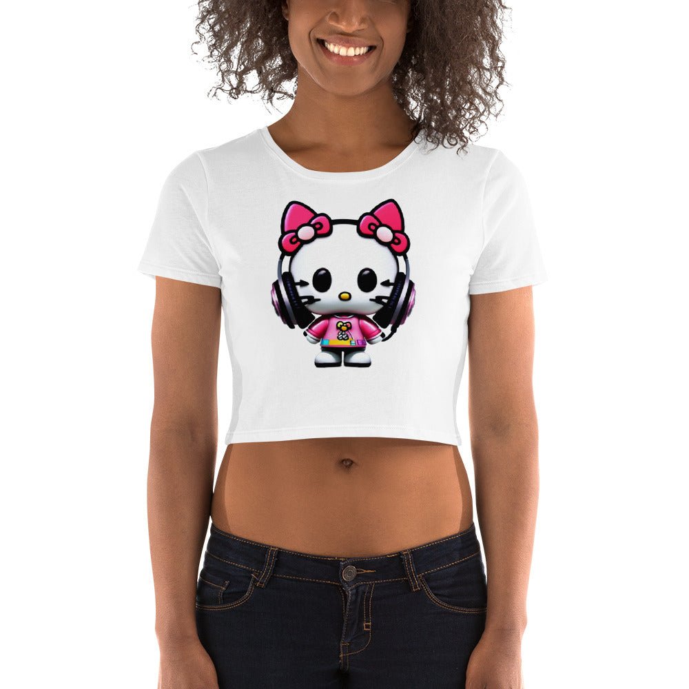 Front Mz Dj Kittyz Pop Life Women’s Crop Tee Crop Top #MzKittyz #NikkiDKatArt
