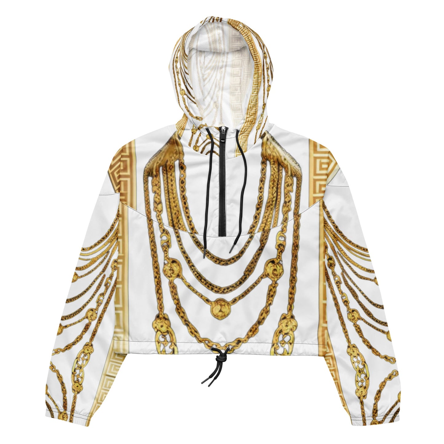 Front Gold Chains Greece Signature Women’s cropped Windbreaker Windbreaker, Hoodie #MzKittyz #NikkiDKatArt