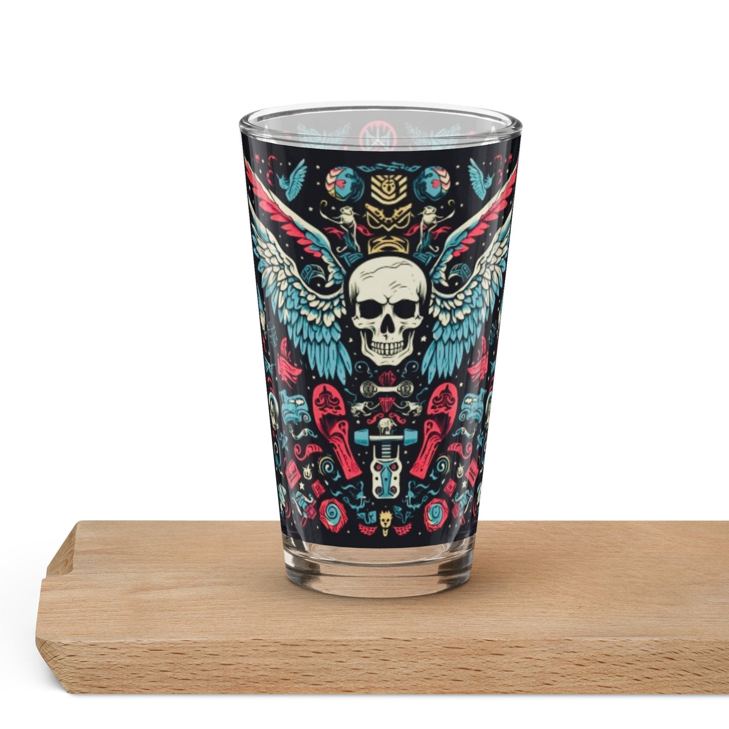 Front Skull Wings Shaker pint glass #MzKittyz #NikkiDKatArt