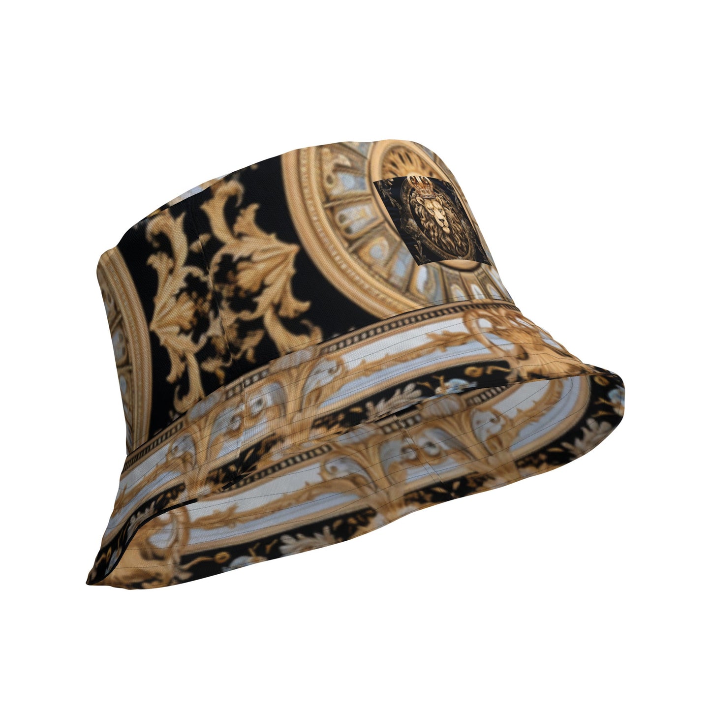Front MzKittyz Signature Gold & Black Scarf Reversible Bucket Hat Bucket #MzKittyz #NikkiDKatArt