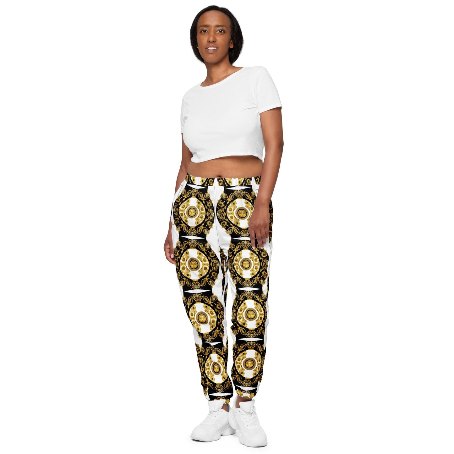 Front Gold Coinage Baroque Style Unisex track pants Track Pants #MzKittyz #NikkiDKatArt