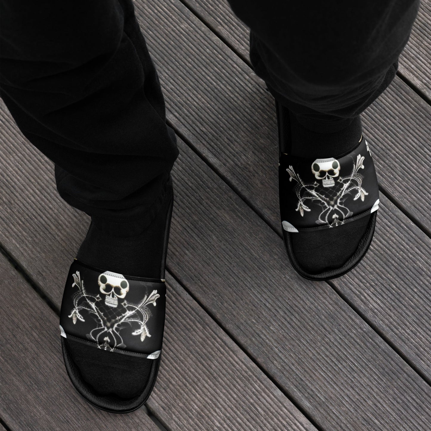 Front Skully Lace Men’s slides #MzKittyz #NikkiDKatArt