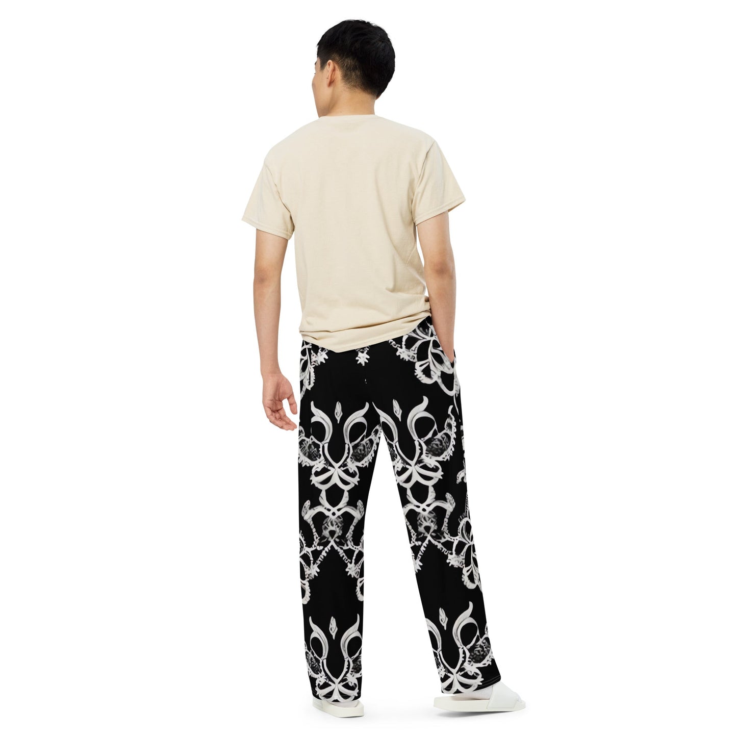 Front Lacie Lace Florentino Unisex wide-leg pants Wide Legged Pant #MzKittyz #NikkiDKatArt