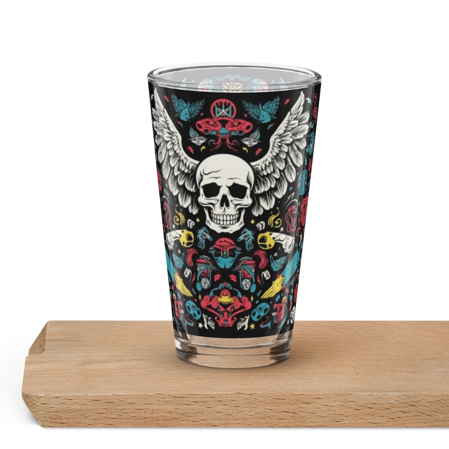 Front Skull Wings Shaker pint glass #MzKittyz #NikkiDKatArt