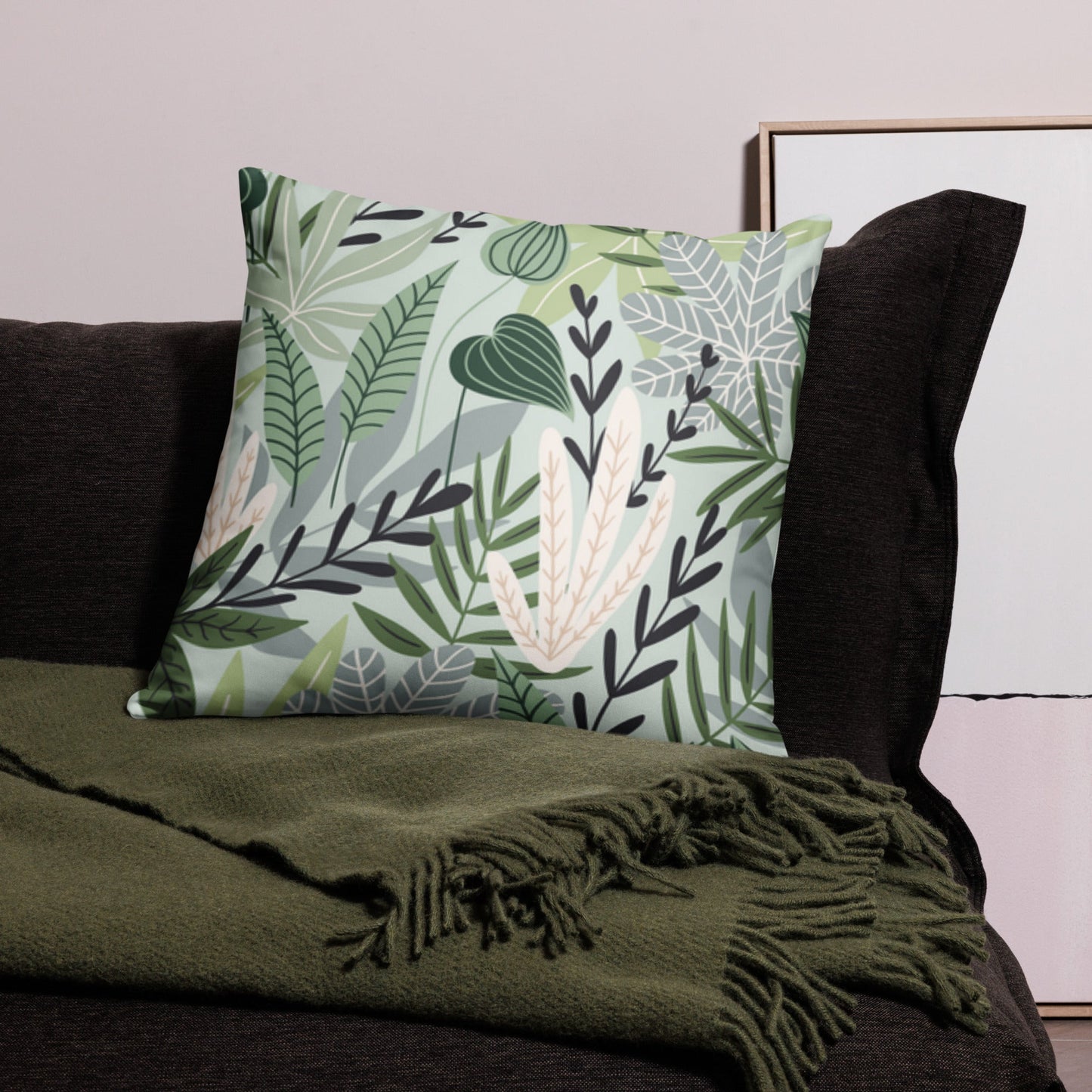 Front Green Gardenz Basic Pillow #MzKittyz #NikkiDKatArt