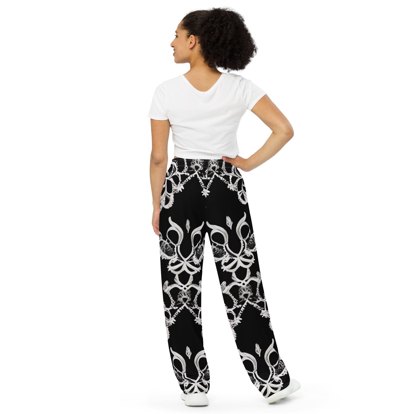 Front Lacie Lace Florentino Unisex wide-leg pants Wide Legged Pant #MzKittyz #NikkiDKatArt