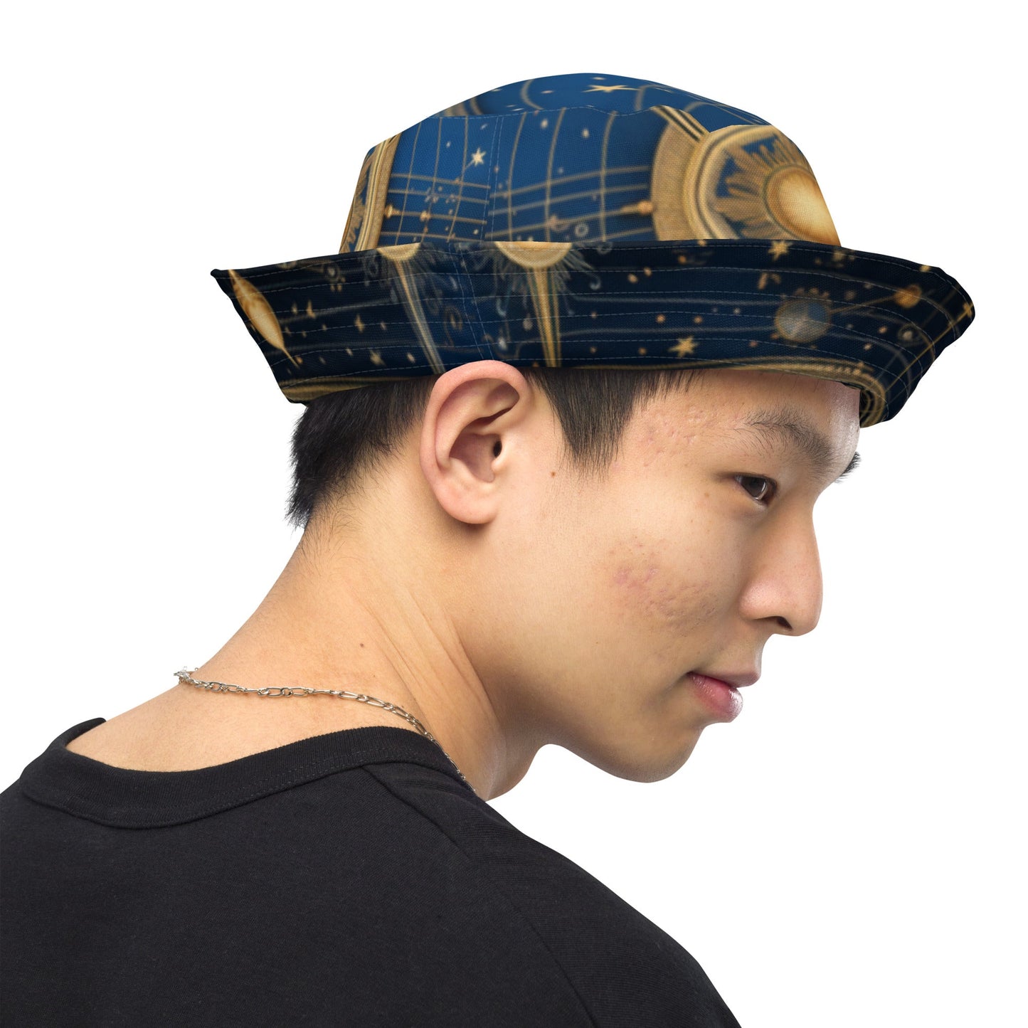 Front Celestial Scarf Signature Reversible Bucket Hat - Unisex Bucket #MzKittyz #NikkiDKatArt