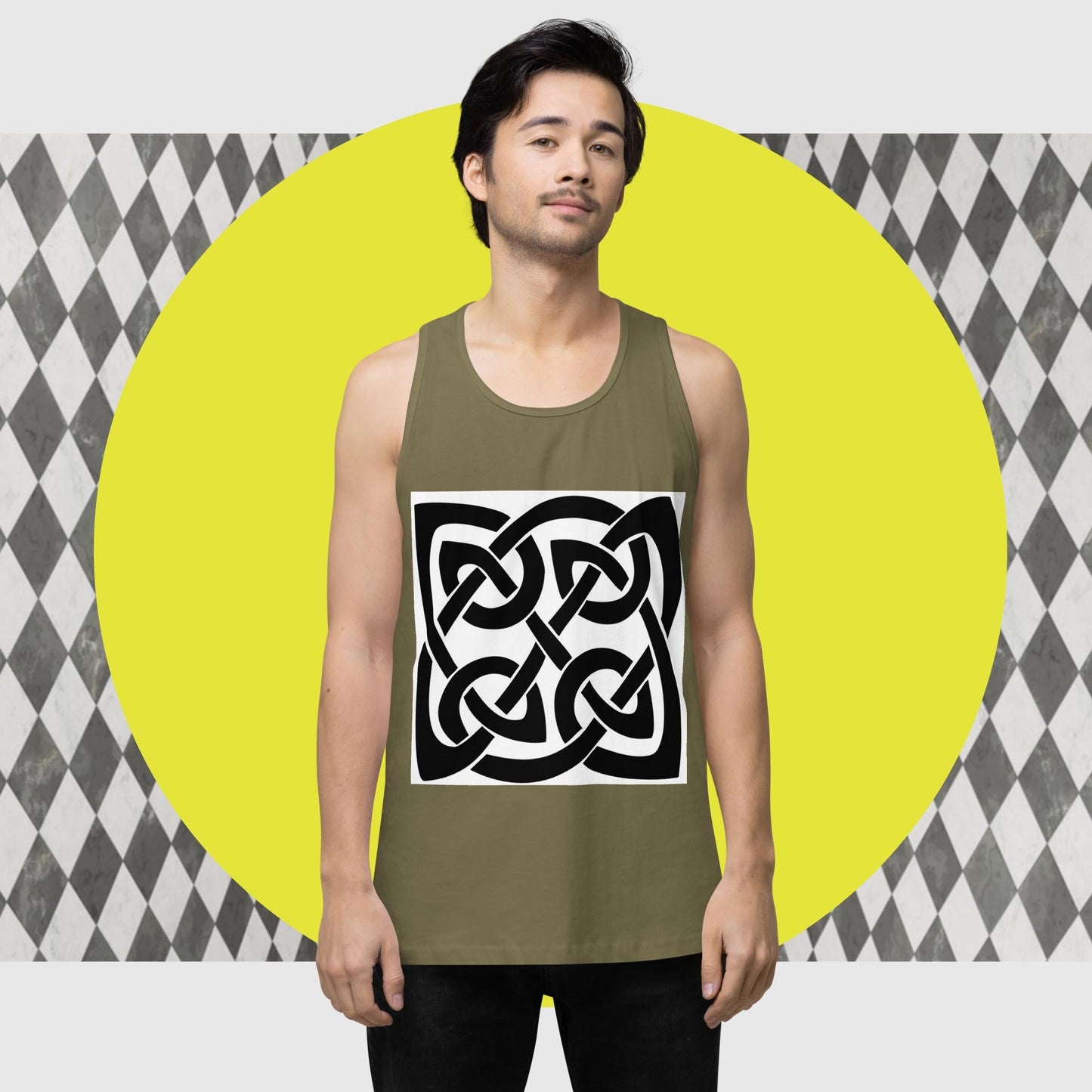 Front Celtic Knot, Men’s premium tank top Tank #MzKittyz #NikkiDKatArt