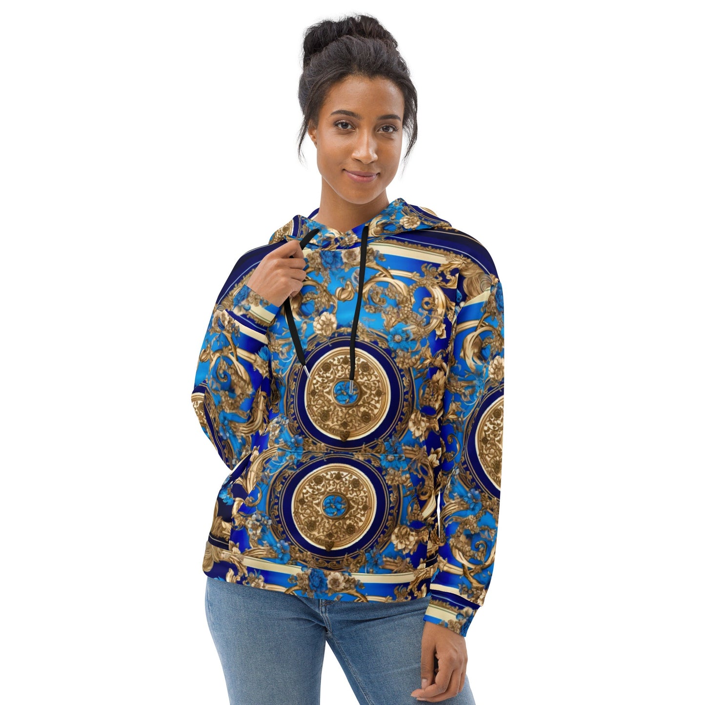 Front Bleu Scarf Baroque Signature Unisex Hoodie Hoodie #MzKittyz #NikkiDKatArt