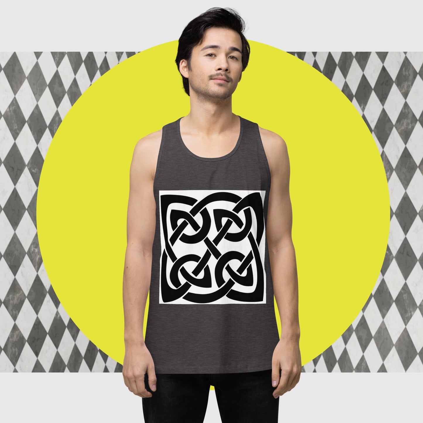 Front Celtic Knot, Men’s premium tank top Tank #MzKittyz #NikkiDKatArt