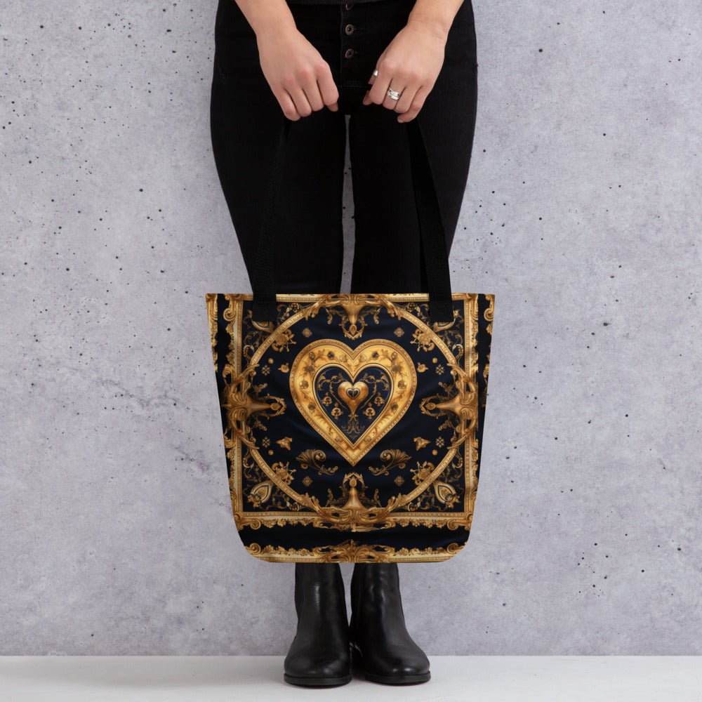 Front Gold Baroque Hearts Signature Tote bag #MzKittyz #NikkiDKatArt